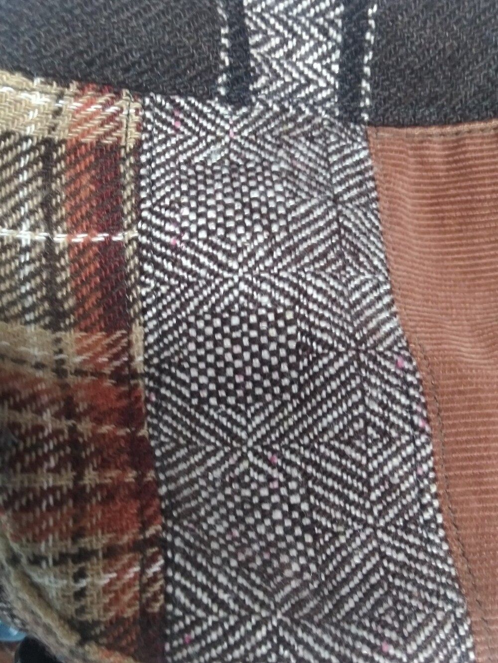 MUDD Vintage Y2K Brown Plaid Patchwork Cap with Blue Button Paperboy Hat - Picture 7 of 12